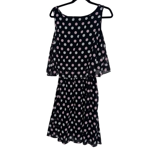 Polka Dot Sleeveless Black & Blush Dress By Robert Louis Size L - Picture 1 of 7